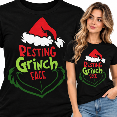 KOSZULKA DAMSKA ŚWIĄTECZNA  GRINCH FACE